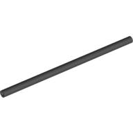 A single dark gray LEGO rigid hose, part 75c09, 3mm diameter and 9 studs long (7.2cm).