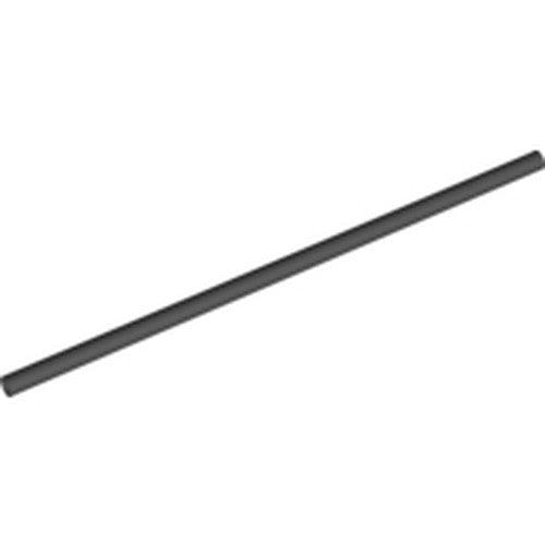 Dark grey LEGO 75c12 rigid hose, 3mm diameter and 9.6cm long, angled on a white background.