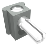 Grey LEGO Electric 1-Way Male Squared Connector with a white ribbed shaft extending from one side, and a circular opening on top.