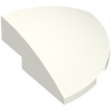 White LEGO Slope, Curved 3 x 3 Corner Round piece, shown from an isometric view with subtle shadows.