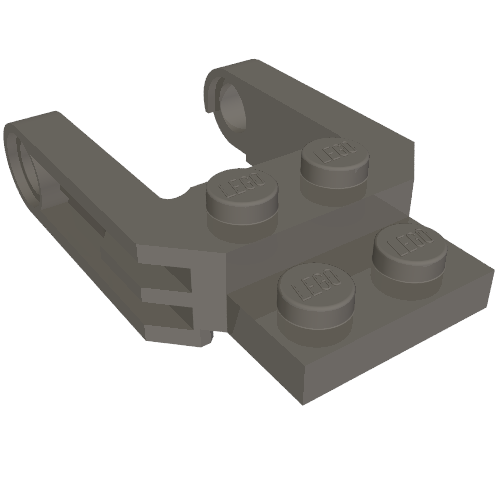 Dark gray LEGO 77598 Vehicle, Base 2 x 2 x 2/3 Wheel Fork with 2 Arms and Pin Holes.