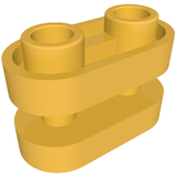 Yellow LEGO Brick, Round 1x2, with hollow studs and an open center with connecting bars.