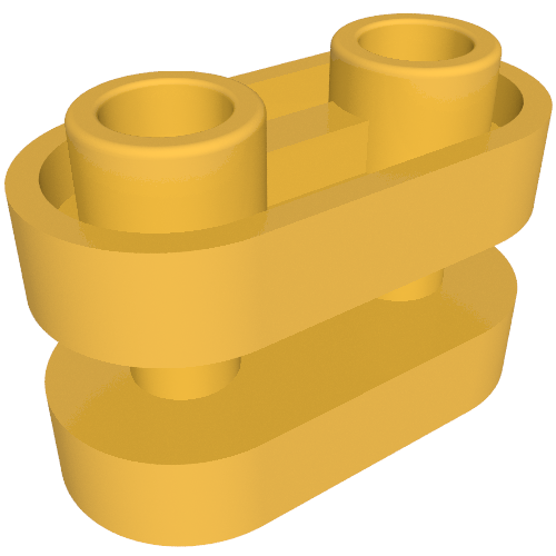 Yellow LEGO Brick, Round 1x2, with hollow studs and an open center with connecting bars.