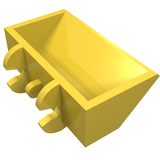 Yellow LEGO Digger Bucket Smooth 2 x 4 x 1, with four curved hooks on one side.