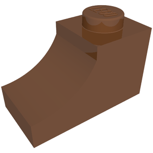 Brown LEGO 78666 Arch 1 x 2 Inverted brick with a single stud on top and a smooth, inverted curve.