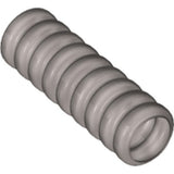 Grey LEGO ribbed hose part 78c03, 7mm D, 3L, coiled and angled on a white background.