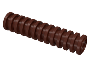 A dark brown LEGO ribbed hose, part 78c04, 7mm diameter, 4L / 3.2cm long, on a white background.