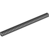 A single dark grey LEGO ribbed hose, part 78c12, 7mm D. and 12L / 9.6cm long, on a white background.