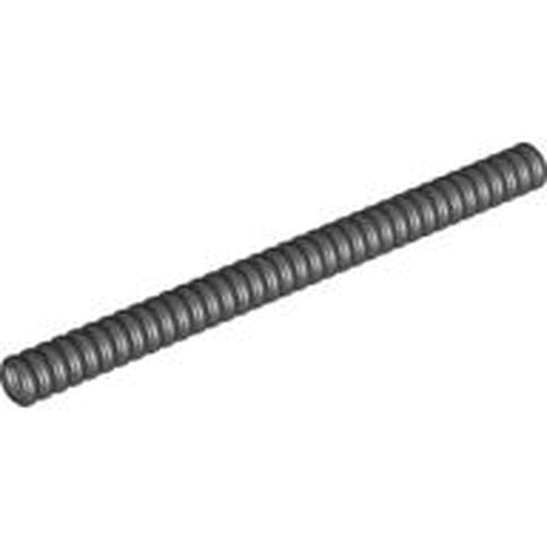A single dark grey LEGO ribbed hose, part 78c12, 7mm D. and 12L / 9.6cm long, on a white background.