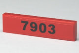 Red LEGO 1x4 tile featuring black numbers '7903' on its surface.