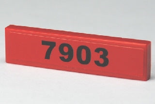 Red LEGO 1x4 tile featuring black numbers '7903' on its surface.