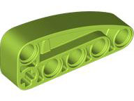 LEGO 80286 lime green Technic Modified L-Shape Quarter Ellipse Thick 2 x 5 liftarm piece.
