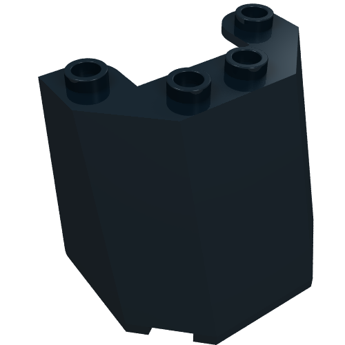 Opaque dark blue LEGO part 84954, a Windscreen 3 x 4 x 3, with a unique sloped design and four studs on its top.