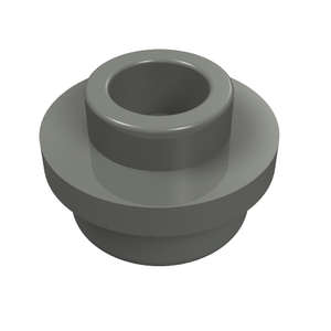 A single gray LEGO 85861 Plate, Round 1 x 1 with Open Stud, shown from an angled top-down view.