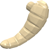 A light tan LEGO Tauntaun / Wampa left horn piece, curved and segmented, with a wider base and pointed tip.