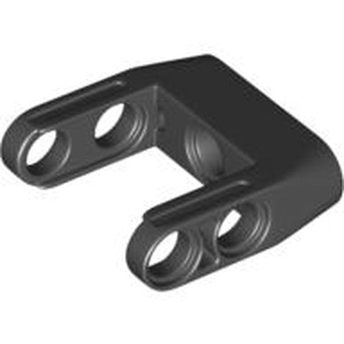 Black LEGO Technic Pin Connector Toggle Joint Smooth Double with Axle and Pin Holes, part 87408.