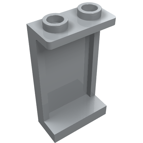 Light gray LEGO Panel 1x2x3 with side supports and two hollow studs.