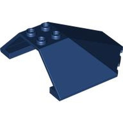 Dark blue LEGO 87606 Windscreen 6 x 6 x 2 Canopy part, with four studs on top and sloped, aerodynamic sides.
