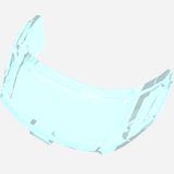 LEGO 87612 transparent light blue curved aircraft fuselage glass piece, 6x10 top, with three window panes.