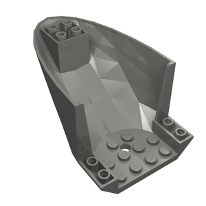 Gray LEGO 87616 aircraft fuselage aft section, curved bottom 6x10, showing studs and interior details.