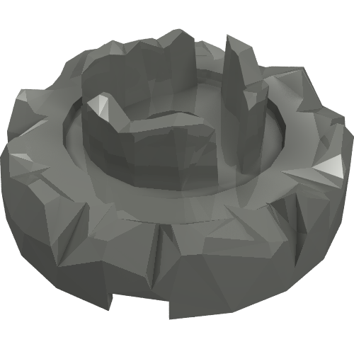 LEGO 87750 dark gray Turntable 4x4 Top with jagged edge and three Atlantis Key Holder segments.