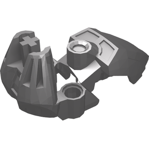 Grey LEGO Bionicle Hero Factory foot part 87797, featuring a cross-shaped axle connection and angular design.