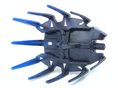 LEGO 87825pb02 Hero Factory spiked shield/armor piece, dark grey with translucent marbled blue spikes.