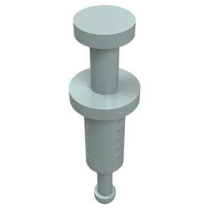 Light grey LEGO Minifigure Utensil Syringe (part 87989), featuring a cylindrical body, a movable plunger, and a small tip.