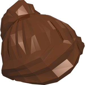 Brown, low-polygon LEGO Minifigure Hair Female Ponytail and Swept Sideways Fringe.