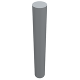 A single, vertical, light gray LEGO Bar 3L (part 87994). It is cylindrical and slightly tapered from top to bottom.