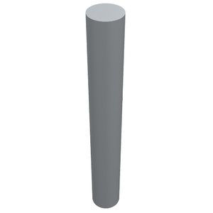A single, vertical, light gray LEGO Bar 3L (part 87994). It is cylindrical and slightly tapered from top to bottom.