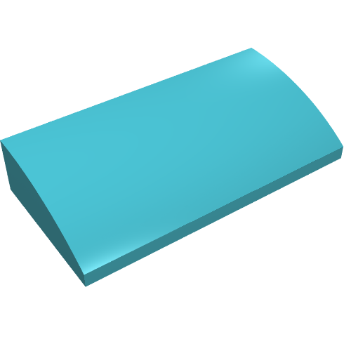 Teal LEGO 88930 Slope, Curved 2 x 4 x 2/3 with Bottom Tubes.