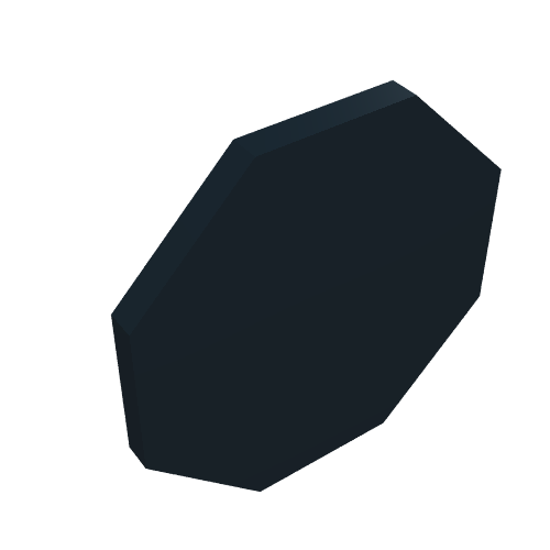 Dark grey LEGO 890 Road Sign 2 x 2 Octagon with Clip, angled view on white background.