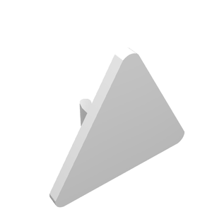 A light gray 3D rendered LEGO 892 Road Sign, a 2x2 triangle with rounded corners and a clip on its back.