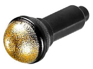 A black LEGO minifigure microphone with a textured, metallic gold dome-shaped top.