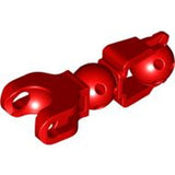 Red LEGO Hero Factory arm/leg, part 90617, with two ball joints and a ball socket on a white background.