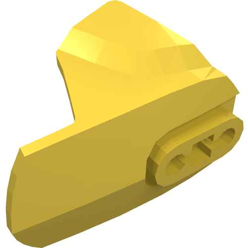 A yellow LEGO Hero Factory Armor piece with a ball joint socket, size 4, shown at an angle.