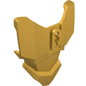 Gold LEGO 90652 large figure torso armor piece with two chest holes, viewed from an angled perspective.