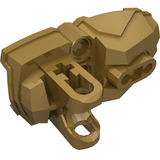 Gold tan LEGO Hero Factory Foot part 90661, featuring a ball socket and multiple connection points.