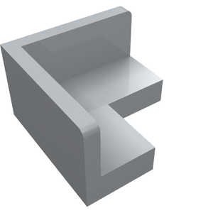 Light gray LEGO 91501 Panel 2 x 2 x 1 Corner, L-shaped with rounded outer edge, shown from an isometric view.