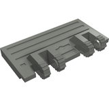Grey LEGO 92092 Hinge Train Gate 2x4 Locking Dual 2 Fingers without Rear Reinforcements, 3D rendered from an angled perspective.
