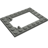 Gray LEGO 92107 Plate, Modified 6 x 8 Trap Door Frame Horizontal with Long Pin Holders.