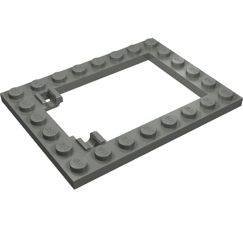 Gray LEGO 92107 Plate, Modified 6 x 8 Trap Door Frame Horizontal with Long Pin Holders.