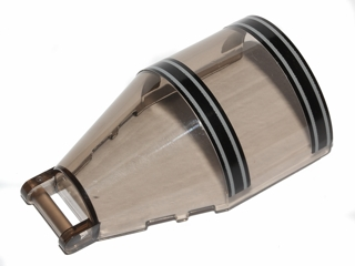 LEGO 92279pb003 smoke windscreen 6x4x2 round with bar handle, featuring black and gray stripe sticker pattern.