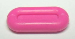 A bright pink LEGO 92355a Friends Accessories Sponge. The small, oval piece has raised edges resembling an inflatable raft.