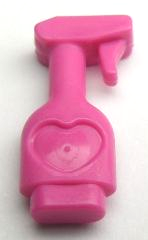 A pink LEGO Friends accessory spray bottle with a heart embossed on the front.