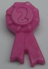 Magenta LEGO award ribbon accessory with a number 2, representing a second-place prize or award.