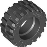 Dark gray LEGO Tire 30.4 x 14 Offset Tread with a smooth band around the center of the tread.