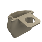 A light brown LEGO 92590 Minifigure Backpack or Bag, open, with a side attachment point and two small studs.