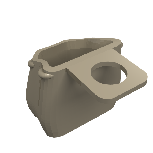 A light brown LEGO 92590 Minifigure Backpack or Bag, open, with a side attachment point and two small studs.